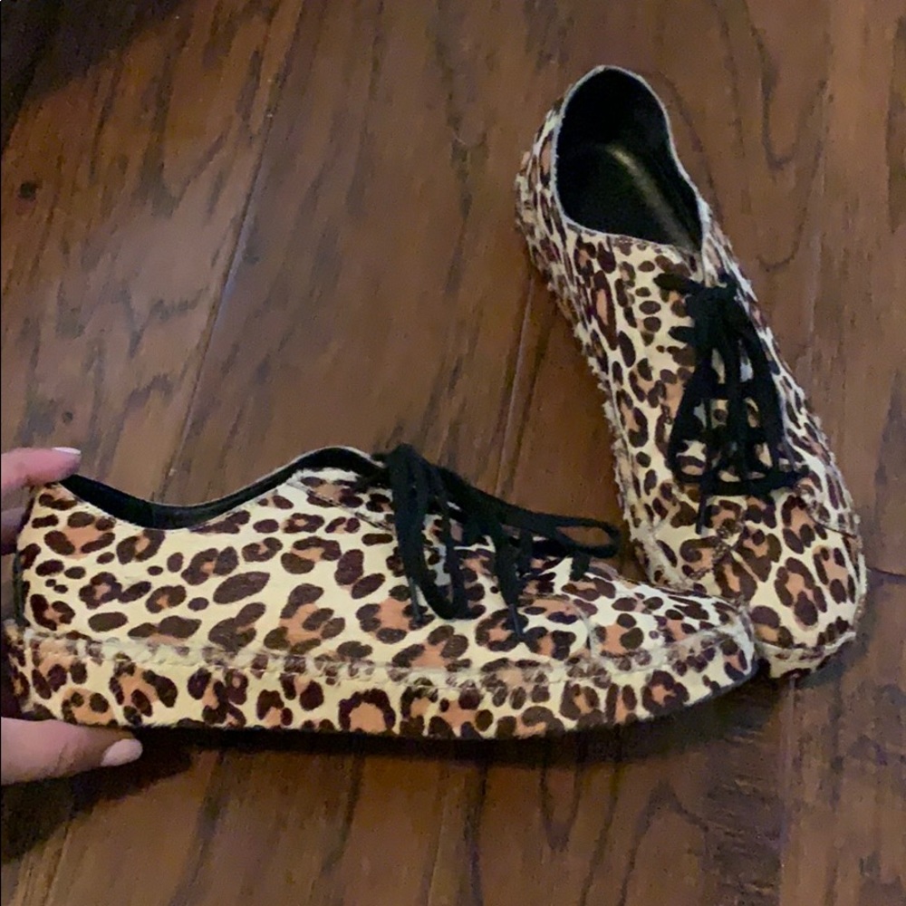 Leopard calf hair joie tennis shoes
